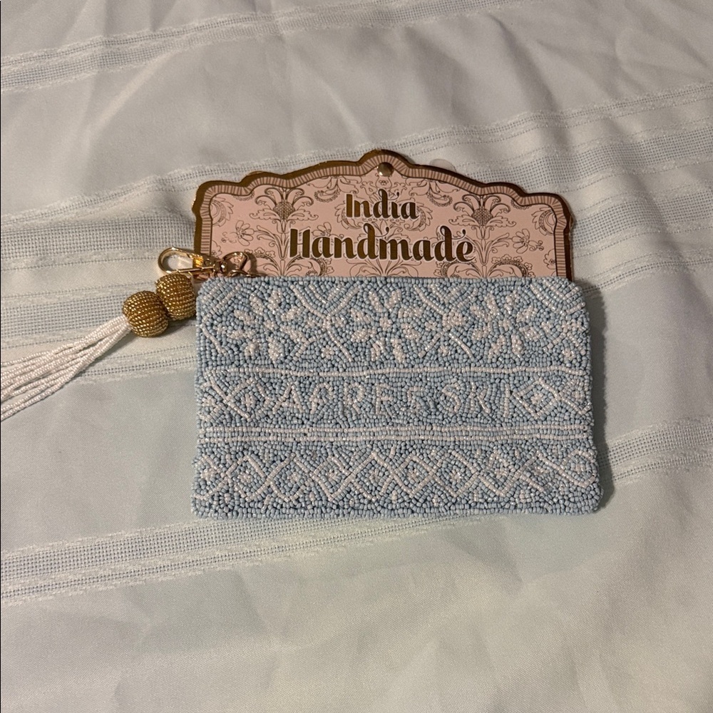 T.J.Maxx Blue and White Handmade Mini Bag